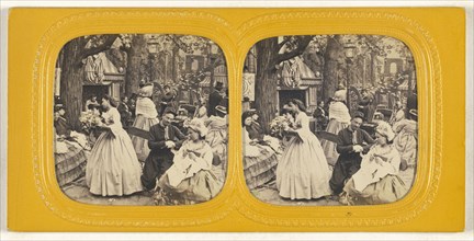 Genre street scene; E. Lamy, French, active 1860s - 1870s, 1860s; Hand-colored Albumen silver print