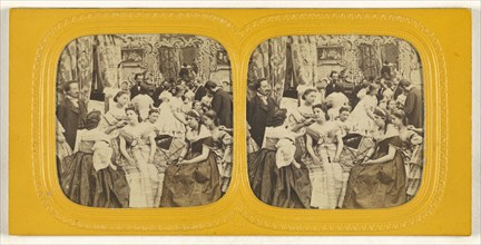 Genre parlor scene; E. Lamy, French, active 1860s - 1870s, 1860s; Hand-colored Albumen silver print