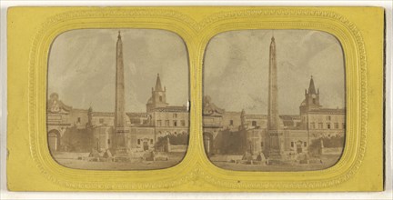 Place de, ,-illeg., with obelisk; E. Lamy, French, active 1860s - 1870s, 1860s; Hand-colored Albumen silver print