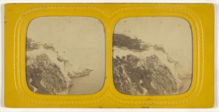 Cliff and body of water; E. Lamy, French, active 1860s - 1870s, 1860s; Hand-colored Albumen silver print