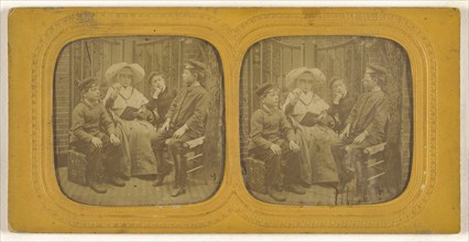 Genre scene: nun lecturing three children; H. Noë, French, active Paris, France 1850s - 1860s, 1855 - 1865; Hand-colored