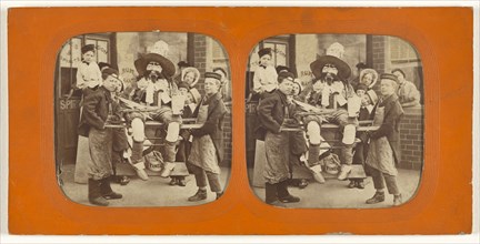 Group of children with an effigy of Guy Fawkes; about 1860; Hand-colored Albumen silver print