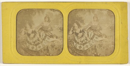 Genre scene: a queen with her maidservant; 1855 - 1860; Hand-colored Albumen silver print