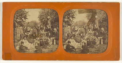 Large group outside; 1855 - 1860; Hand-colored Albumen silver print