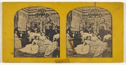 A Sociable Evening Party; 1855 - 1860; Hand-colored Albumen silver print
