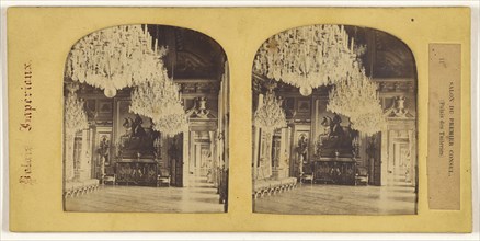 Palais Imperiaux. Salon du Premier Consul., Palais des Tuileries, French; about 1865; Hand-colored Albumen silver print