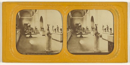 Salle des petits bronze, musee de Naples, Italie, French; about 1865; Hand-colored Albumen silver print