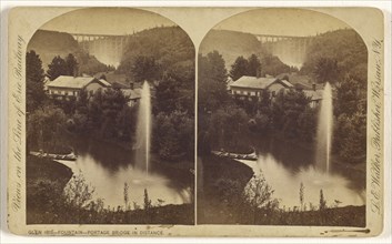 Glen Iris - Fountain - Portage Bridge in Distance; L. E. Walker, American, 1826 - 1916, active Warsaw, New York, about 1870