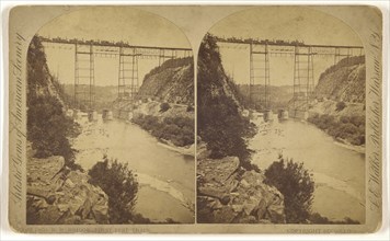 Portage R.R. Bridge First Test Train; L. E. Walker, American, 1826 - 1916, active Warsaw, New York, about 1870; Albumen silver