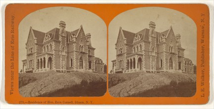 Residence of Hon. Ezra Cornell, Ithaca, N.Y; L. E. Walker, American, 1826 - 1916, active Warsaw, New York, about 1870; Albumen