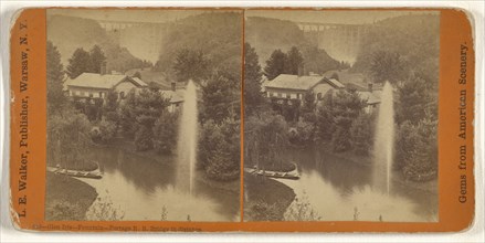 Glen Iris - Fountain - Portage R.R. Bridge in distance; L. E. Walker, American, 1826 - 1916, active Warsaw, New York