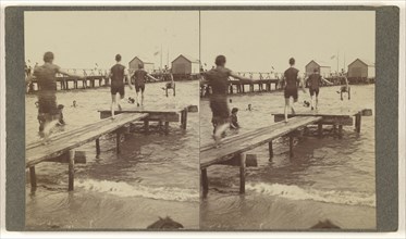 Colonial Beach, Va. Running divers; Hanson E. Weaver, American, active 1860s - 1870s, about 1906; Gelatin silver print