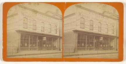 Exterior view of house-furnishing warerooms of F.S. Weeks, Jr; American; about 1870; Albumen silver print