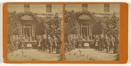 Group of people standing around a casket outside in yard; Attributed to Peter F. Weil, American, active New York, New York 1860s