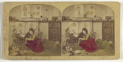 Future Courtship; Franklin G. Weller, American, 1833 - 1877, 1874; Hand-colored Albumen silver print