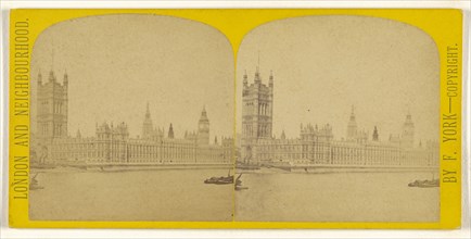 Houses of Parliament, From Lambeth; Frederick York, British, 1823 - 1903, 1865 - 1875; Albumen silver print