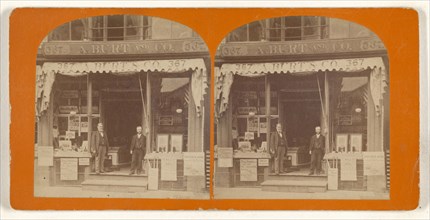 Exterior view of A. Burt & Co. Music, Books, Stationery, & c. store, 867 Main Street, Springfield, Massachusetts; American