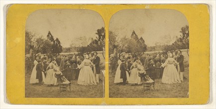 Party scene outdoors; about 1855 - 1860; Albumen silver print