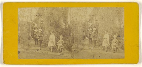 Children playing soldiers in woods; about 1860; Albumen silver print