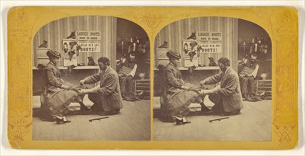 Above His Business.  Shoemaker, stick to your last.; about 1860; Albumen silver print