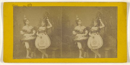 Women dressed in  instrument  costumes; about 1865; Albumen silver print