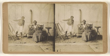 Genre: men in blackface acting a scene; about 1865; Albumen silver print