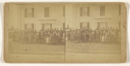 Group of school children posed outside; American; about 1870; Albumen silver print