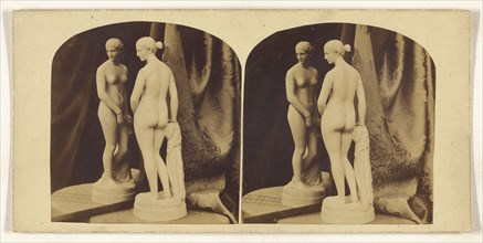 sculpture of a female nude in front of a mirror; about 1865; Albumen silver print