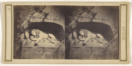 Lion sculpture of Lucerne, Switzerland; French; about 1865; Albumen silver print