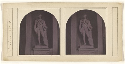 statue of a Greek or Roman god or warrior; French; about 1860; Albumen silver print