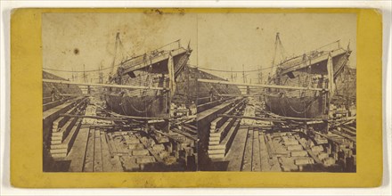 Dry Dock. Brooklyn Navy Yard; American; about 1870; Albumen silver print