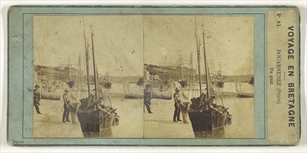 Voyage en Bretagne. Douarnenez, Finistere, Un quai; French; about 1860; Albumen silver print