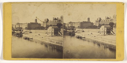 City view near river; about 1860; Albumen silver print