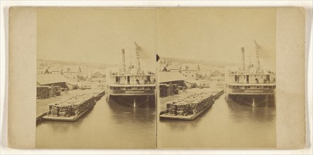 Paddleboat on one of the Great Lakes; American; about 1865; Albumen silver print