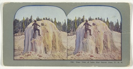 Near View of Lone Star Geyser Cone, Y.N.P; American; about 1900; Color Photomechanical
