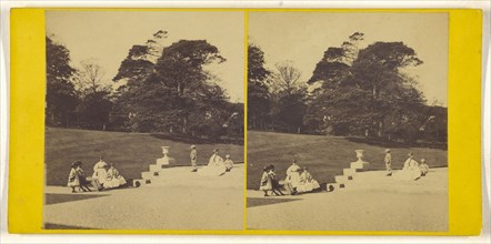 Family at  British park; British; about 1860; Albumen silver print