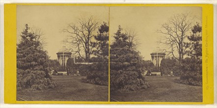 Leamington - The Jephson Gardens, with Monument; British; about 1865; Albumen silver print