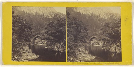 Beddgelert, Pon Aberglaflyn, from below the Bridge; British; about 1865; Albumen silver print