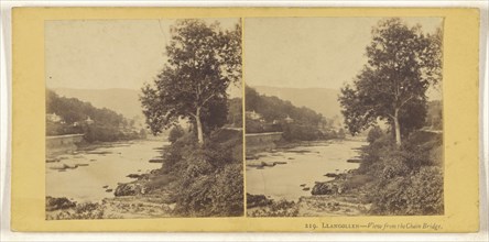 Llangollen, View from the Chain Bridge; British; about 1865; Albumen silver print