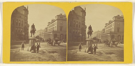 Pall Mall, Looking West, With The Statue of George The Third, In The Foreground; British; about 1865; Albumen silver print