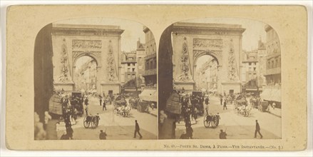 Porte St. Denis, a Paris, French; 1860s; Albumen silver print