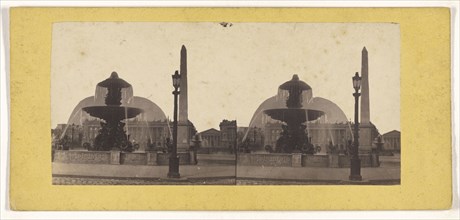 Fountain and obelisk, Paris, France; French; 1860s; Albumen silver print