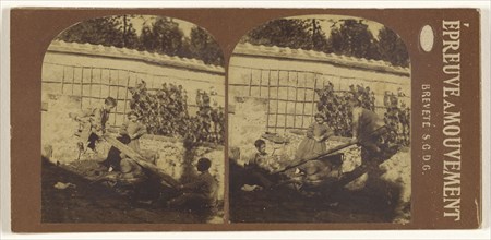 Children on see-saw; French; 1860s; Albumen silver print