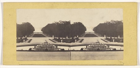 Fountain, French park or estate; French; about 1865; Albumen silver print
