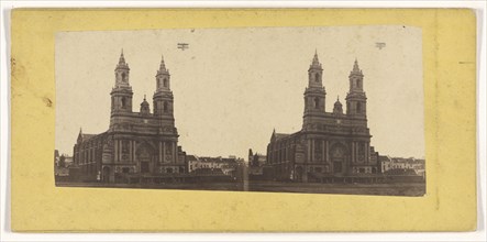 French church, bi-plane in sky?; French; about 1865; Albumen silver print