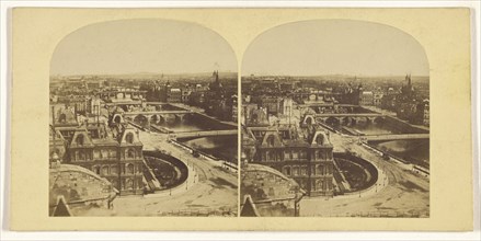 High angle view of the Seine, Paris, France; French; about 1865; Albumen silver print