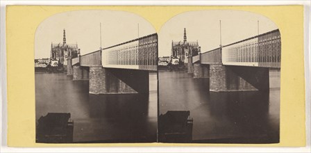 Pont en fer et la Cathedrale a Cologne; French; about 1865; Albumen silver print