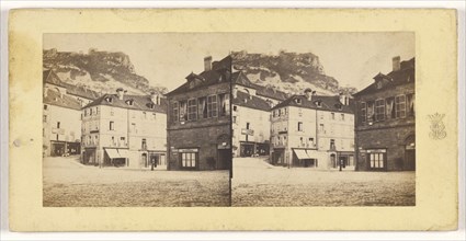 Place d'armes et maison Corun a Salins, Jura, French; about 1865; Albumen silver print