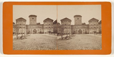 Munchen, Germany, Das Isarthor; German; about 1870; Albumen silver print