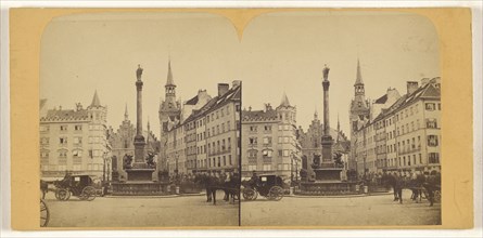 Marien Platz, Munich; German; about 1870; Albumen silver print